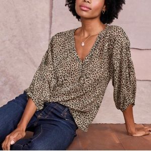Garnet Hill Leopard Print Blouse